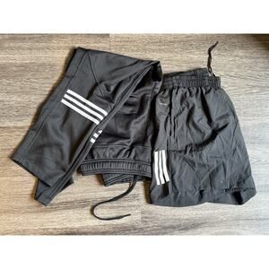 Adidas Men’s Lot Of 2 Size Medium Running Shorts Track Pants 3 Stripes Black Run